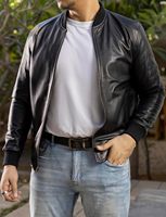 Blouson Bomber Noir Homme en Similicuir PU, Veste Motard Personnalisée OEM ODM, Vêtement d'extérieur en Gros pour l'Automne et le Quotidien
