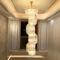 Lustre en cristal doré cylindrique pour hall d'hôtel nordique, escalier en spirale, villa duplex, hôtel