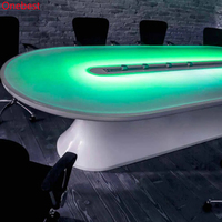 Chaises et table de réunion modulaires de dessus de table de conférence ovale led à surface solide et de luxe