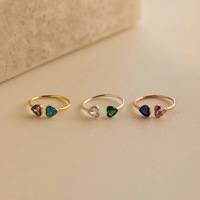 Bague en cuivre plaqué or 18 carats avec zircon incrusté, motif double cœur, taille unique, pour cadeau de dropshipping, idéale pour la pierre de naissance de janvier