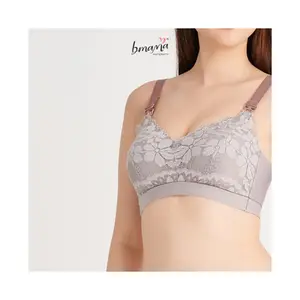 Bmama 100% Cotton Super Soft Latex Lace Wireless Nursing Embroidered Bra BR7101-Wholesale Set of Bra and Briefs