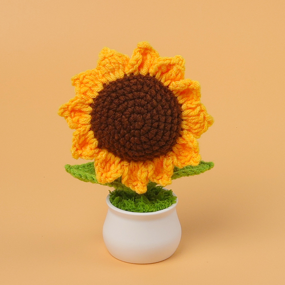 Sunflower small potted plant (7 circles) - pointed dark brown
