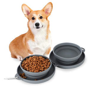 Novo Design <span class=keywords><strong>2025</strong></span> Tigela Dobrável Portátil de <span class=keywords><strong>Silicone</strong></span> 2 em 1 para Ração e Alimentação de Animais de Estimação 21oz - Product Image 1