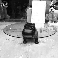 Table basse créative moderne en fibre de verre en forme d'hippopotame avec plateau en verre, marque YUWEI, modèle YUWEI-T227, mobilier de maison.