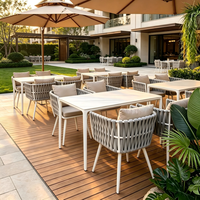 Ensemble de table et chaises en aluminium avec corde tissée en PE, résistant à l'eau, pour l'intérieur et l'extérieur, fabriqué par Sunway Factory, pour restaurant, café, hôtel