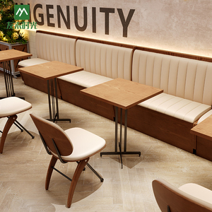Ensemble <span class=keywords><strong>de</strong></span> meubles commerciaux en bois rétro pour café, <span class=keywords><strong>restaurant</strong></span>, hôtel-<span class=keywords><strong>Table</strong></span> à manger <span class=keywords><strong>et</strong></span> chaises avec siège <span class=keywords><strong>de</strong></span> canapé pour cafés - Product Image 5