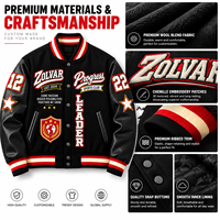 Veste de club sportif personnalisée OEM pour marque de streetwear, commandes en gros, logo brodé, veste de baseball en cuir noir pour homme