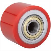 Roues de chariot élévateur robustes en polyuréthane rouge 80/180mm X 70/50mm avec roulement à billes en fer pour chariot à palettes extérieur, capacité 500-800KG