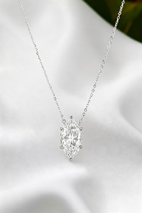 Collana FUSE in Argento <span class=keywords><strong>Sterling</strong></span> S925 Placcato Oro Bianco con Catena a Maglie e Moissanite, Stile Romantico, Certificata GRA, Unisex - Product Image 3