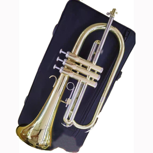 Flugelhorn de qualité supérieure à 3 pistons, <span class=keywords><strong>instrument</strong></span> en laiton avec finition laquée or et étui rigide - Product Image 2