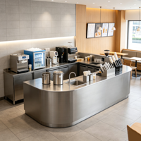 Comptoir de bar commercial en acier inoxydable de qualité alimentaire avec évier intégré sur mesure pour station de préparation de cocktails