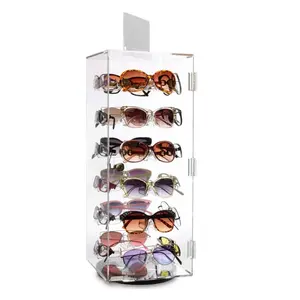H061 Acrylic Lockable Rotating Eyewear Display Rack Acrylic holder stand for storing and displaying sunglasses and eyeglasses