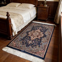 Tapis de chevet persan doux bleu foncé en modal tissé pour salon, disponible en gros, 80*120cm