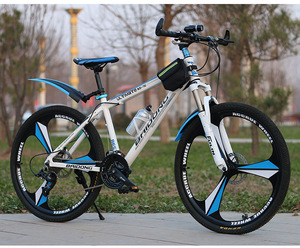 Bicicletta da Montagna per <span class=keywords><strong>Uomo</strong></span> Adulto 24/26 Pollici 27 Velocità Cerchi in Alluminio Telaio in Acciaio ad Alto Tenore di Carbonio Doppio Freno a Disco Pedale Ordinario - Product Image 1