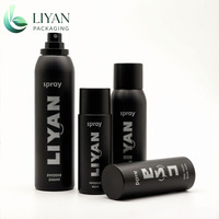 Flacon vide pour spray fixateur LIYAN LYH010 65ml 100ml 150ml 200ml, pompe à brume fine, noir mat, forme cylindrique, plastique PET, cosmétique