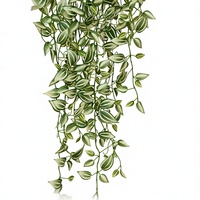 Plantes artificielles en soie imprimées en 3D, lianes vertes pour décoration murale de mariage avec des feuilles de Tradescantia Zebrina et de Begonia