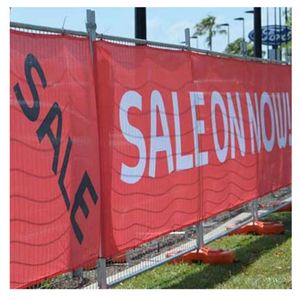 Fence Mesh Fabric Polyester <b>Banners</b> Sports Events Outdoor Advertising Hanging <b>Banners</b> with Grommets - Product Image 1