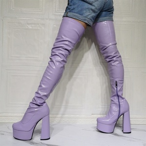 Botas de Plataforma de Tallas Grandes para Mujer, Botas Altas Elásticas hasta el Muslo, Zapatos con Tacones Gruesos, Talla Personalizada, Logotipo - Product Image 2
