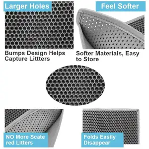 Couche inférieure imperméable, nettoyage facile, tapis de protection pour animaux de compagnie, tapis de trappage de litière pour chat à <span class=keywords><strong>Double</strong></span> couche - Product Image 4