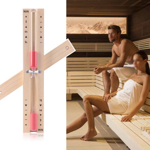 Ưu tiên sản xuất gỗ truyền thống phòng tắm hơi cát phụ kiện hẹn giờ 15 phút cát trắng đỏ thủy tinh gỗ phòng tắm hơi đồng hồ cát - Product Image 1
