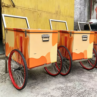 Chariot de vente ambulante en acier inoxydable à 2 roues pour glaces et bâtonnets glacés, chariot mobile pour la vente au détail