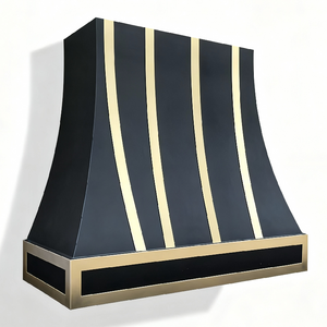 58 İnç Özel Siyah Paslanmaz Çelik Havalandırmalı Duvara Monte Davlumbaz Pirinç Kayışlarla Modern Mimari Tasarım - Product Image 4