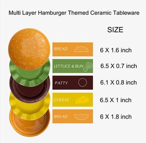 Service de table en céramique 5 pièces style Hambourge avec couvercles – Assiettes et bols à dessert au design mignon – Cadeau original - Product Image 5