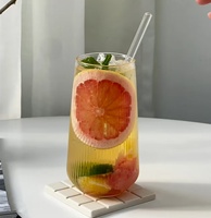 BAMBUS Tasse en verre borosilicate minimaliste moderne sans poignée ni couvercle, extérieur uni lisse, résistant aux hautes températures