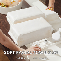 Serviettes faciales jetables écologiques, 60 unités, lingettes sèches douces pour le visage, multi-usages, soin de la peau, démaquillant, 20cm*20cm