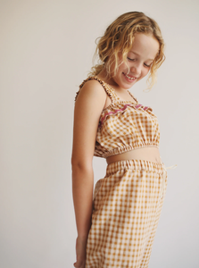 הגעה חדשה עם גינגהאם בנות טנק עליון ומכנסיים ארוכים 100% כותנה קלים ונשימה לקיץ - Product Image 3