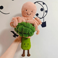 Peluche JC Premium UK Jelly 2026 Printemps Brocoli en coton PP ultra doux 20 cm avec base lestée pour soulager l'anxiété et collectionner