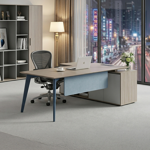 Bureau <span class=keywords><strong>de</strong></span> direction moderne avec panneau insonorisant, table <span class=keywords><strong>de</strong></span> bureau exécutive robuste <span class=keywords><strong>de</strong></span> 2200 mm pour bureau à domicile, salle <span class=keywords><strong>de</strong></span> réunion - Product Image 1