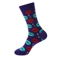 Chaussettes Cœur Saint-Valentin Whale Fashion – Chaussettes Quotidiennes Unisexe en Coton Colorées et Amusantes avec Motifs Lèvres, Rouge à Lèvres et Yeux pour Hommes et Femmes