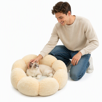 Tempat Tidur Kucing Mewah Desainer Solid Motif Bunga, Dapat Dicuci, Lembut, Nyaman, dan Bernapas