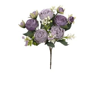 Ramo de peonías y rosas artificiales de seda, alta simulación, decoración para bodas y hogar - Product Image 5