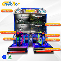 Máquina de Juegos Arcade para Motocicletas G-Honor de Doble Pantalla, 2 Jugadores, Funciona con Monedas, Simulador de Carreras de Motos para Centros de Entretenimiento