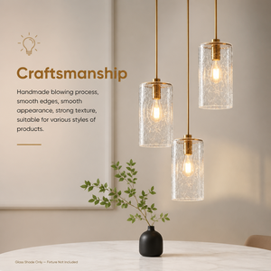 Paralume <span class=keywords><strong>in</strong></span> <span class=keywords><strong>Vetro</strong></span> Soffiato a Mano con Effetto Craquelé, Forma Cilindrica per Illuminazione Interna - Product Image 1