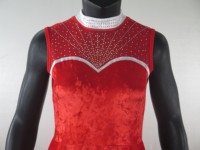 Robe d'entraînement de danse latine professionnelle filles robe de Performance de Noël compétition velours jupe rouge robe sans manches