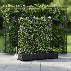 Fioriera da Giardino in Acciaio 47.24 X 15.75 X 49.41 Pollici Nera 3 Pezzi per Piantare Fiori all'Aperto - Product Image 2