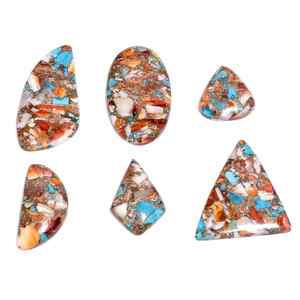 พลอยหนามแบนสีเทอร์ควอยซ์ทองแดงหอยนางรมขัดสำหรับทำเครื่องประดับ - Product Image 2