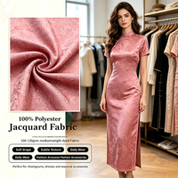 Tissu Jacquard Tissé Directement de l'Usine, 100% Polyester, Doux, Extensible, Poids Moyen, Largeur 150CM, pour Vêtements et Robes Féminines