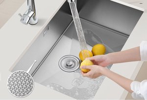 Fregadero de Cocina Artesanal con Relieve, de Acero Inoxidable 304, de Montaje Inferior, con un Solo Tazón Grande - Product Image 2