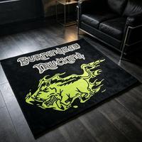 Tapis tufté noir et vert flamme, tapis rectangulaire graphique en peluche, tapis de sol doux et moelleux pour la décoration du salon et de la chambre