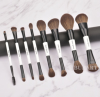 Daily Queen & Mor-phe 8 pinceaux de maquillage double-embout en bois, manche brun, qualité supérieure, sensation luxueuse, logo personnalisé