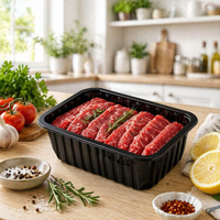 Barquettes en plastique PP noir, durables, résistantes au micro-ondes, pour emballage sous atmosphère modifiée, jetables, pour viande et fruits