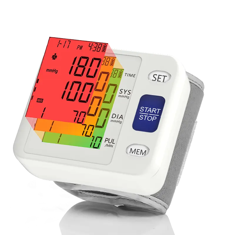 ขายร้อน CE แบบพกพา BP อุปกรณ์อิเล็กทรอนิกส์ Sphygmomanometer เครื่องวัดความดันโลหิตที่ข้อมืออัตโนมัติดิจิตอล