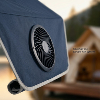 Chaise de camping pliable portable avec auvent, ventilateur et repose-pieds amovible, légère et compacte, idéale pour la plage et les pique-niques