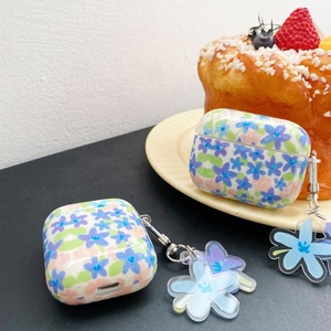 Étui pour écouteurs avec pendentif fleur PC + TPU antichoc pour <span class=keywords><strong>Airpods</strong></span> 4 3 <span class=keywords><strong>Pro</strong></span> <span class=keywords><strong>2</strong></span> 1 étui de conception de fleurs de peinture à l'huile violette - Product Image 3