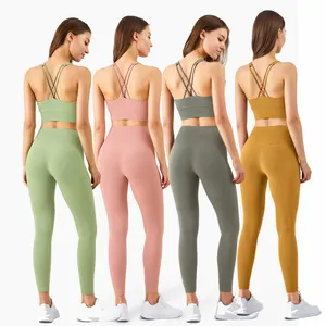 Custom Logo Workout Wear Suit Women Sportswear Set Activewear High Waist Seamless Fitness Yoga Sets Women
