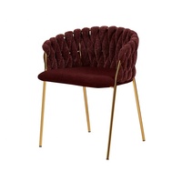 Chaise de salle à manger en velours Roma à nœuds, style 2024, fauteuil d'appoint rose unique, chaise de salle à manger en gris rose avec pieds en fer doré